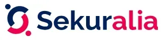 Logotipo de Sekuralia en azul oscuro y rosa sobre fondo blanco.