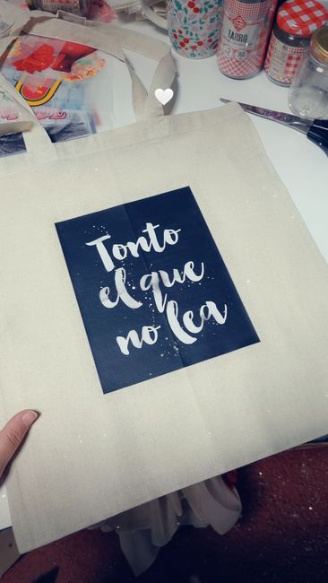 Bolsa de lona con la frase 