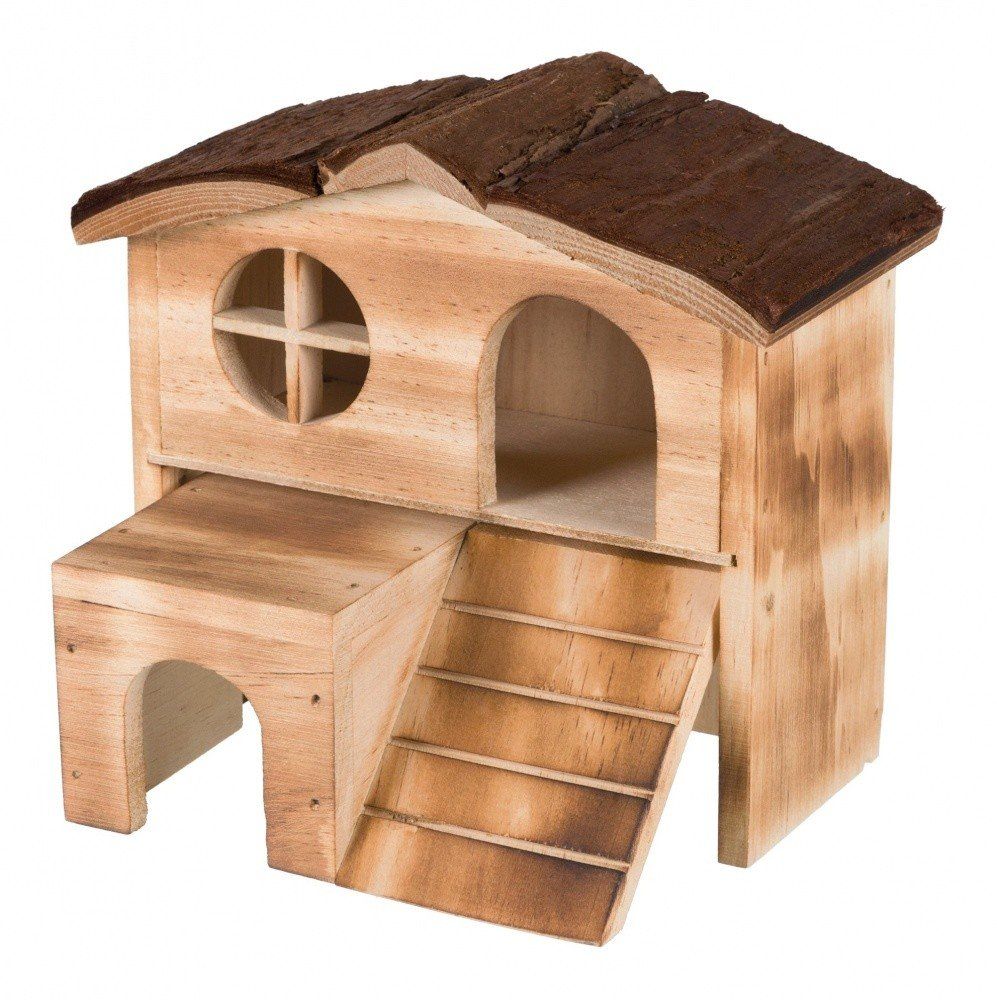 kaksikerroksinen puutalo puumökki hamsterille trixie kajsa