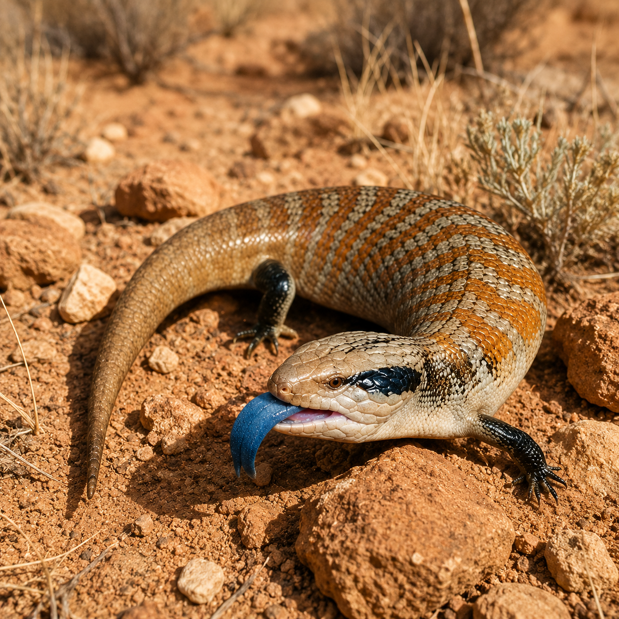Tiliqua scincoides sinikieliskinkki australialainen laji 