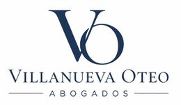 Logotipo de Villanueva Oteo Abogados en letras serif azul oscuro sobre fondo blanco