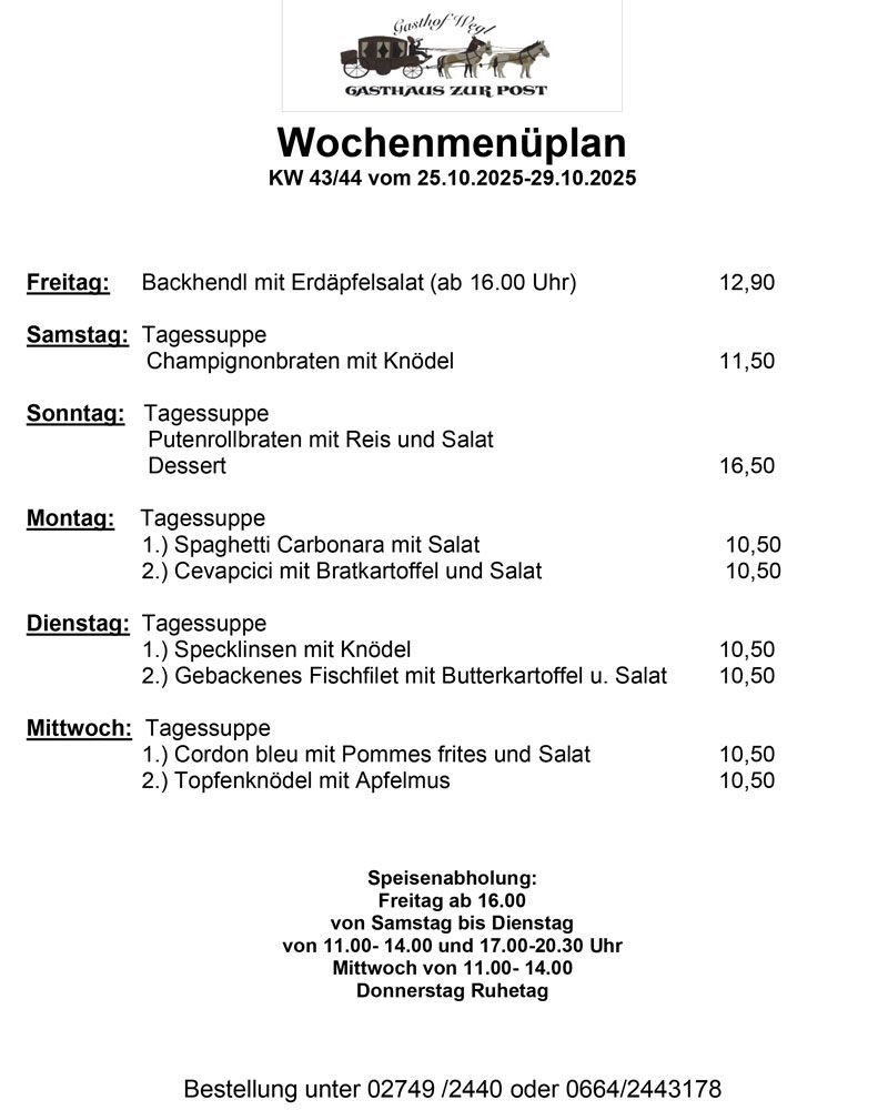 Wochenmenüplan