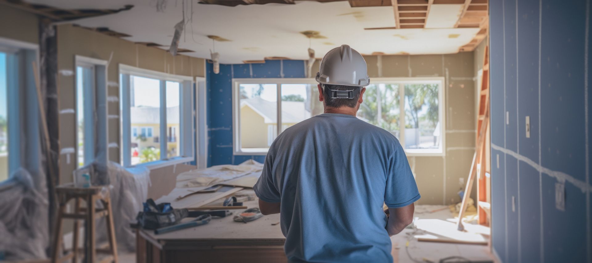 Photo d'un homme qui réalise des travaux de rénovation de maison