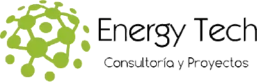 Un logotipo verde y blanco para Energy Tech Consultoria y Proyectos