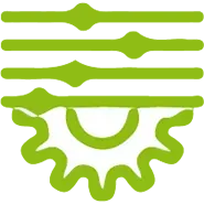 Un icono verde de un engranaje sobre un fondo blanco.