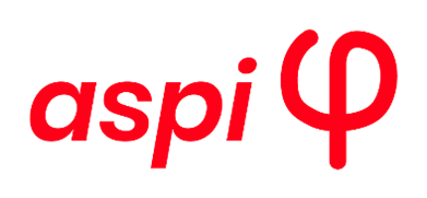 Un logo rouge pour aspi avec un fond blanc