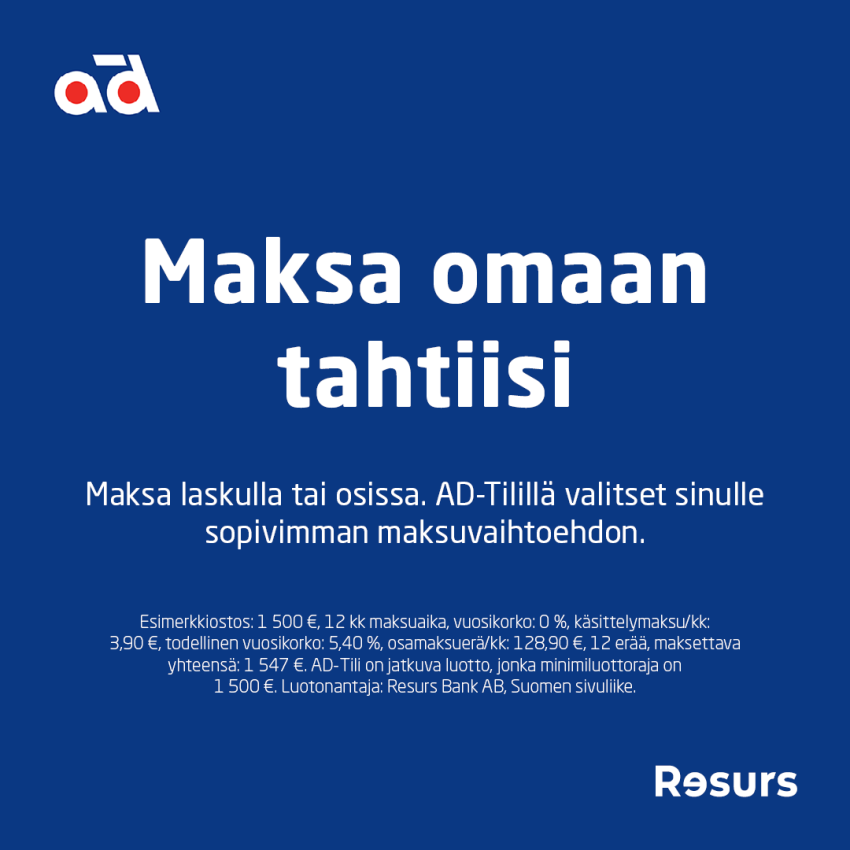 Maksa laskulla tai osissa. AD-Tilillä valitset sinulle sopivimman maksuvaihtoehdon.