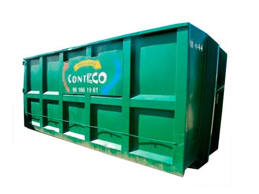 Contenedor de basura verde Conteco.