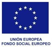 Logotipo de la Unión Europea con estrellas sobre fondo azul y texto: 