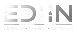 Logotipo gris de EDIN con una gota de agua sobre la I y texto espa&ntilde;ol tenue debajo.