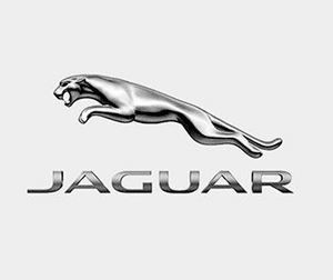 Logotipo de jaguar plateado saltando con el texto "JAGUAR" debajo.