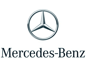 Logotipo de Mercedes-Benz: estrella plateada de tres puntas dentro de un círculo, con el nombre 