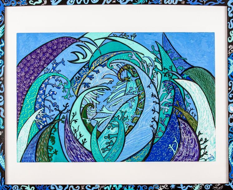 Tableau - vagues bleu turquoise