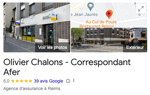 Capture de la fiche détaillée Google avec le nombre d'avis.