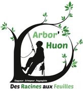 A logo for arbor huon des racines aux feuilles