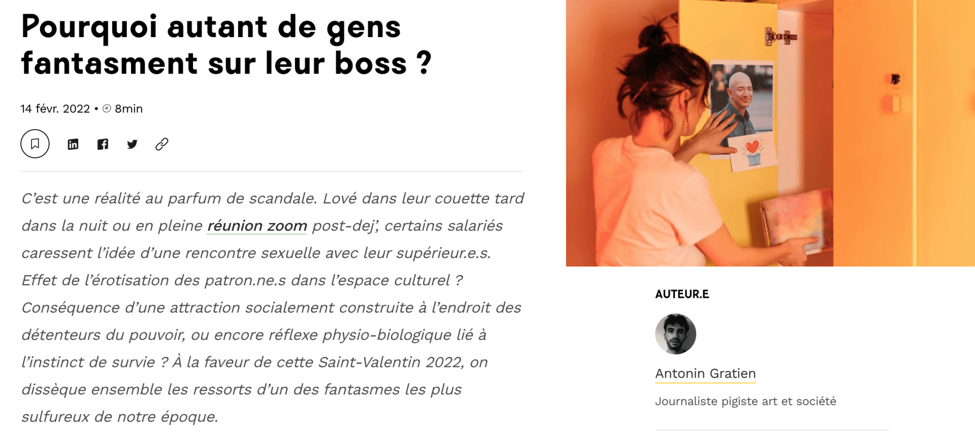 Aperçu article Welcome to the jungle sur le fantasme des boss