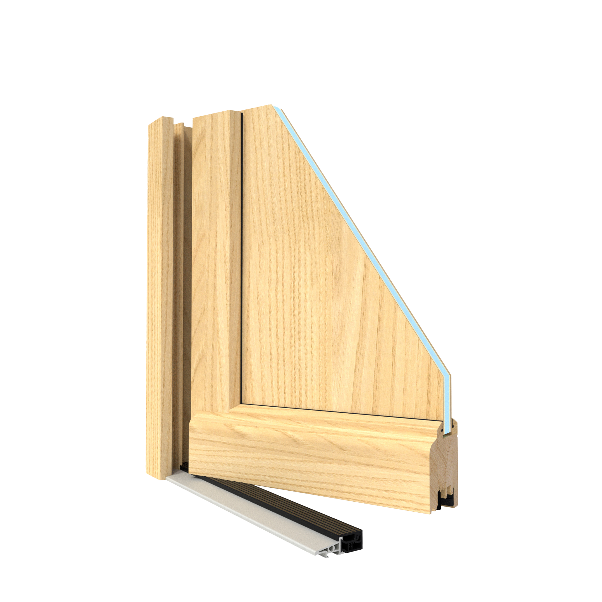 Vue en coupe d'un angle de porte en bois