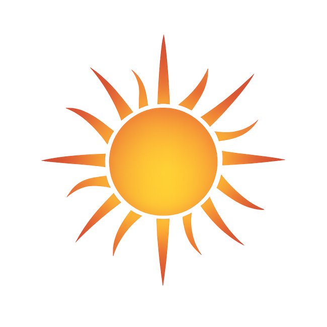 Soleil jaune et orange