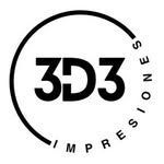 Logotipo en blanco y negro: "3D3" dentro de un c&iacute;rculo, el texto "IMPRESIONES" forma arcos alrededor de la parte inferior.
