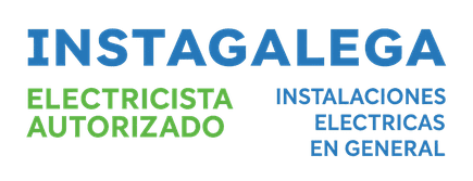 Logo de INSTAGALEGA con texto azul y verde: “Electricista autorizado” e “Instalaciones eléctricas en general”.