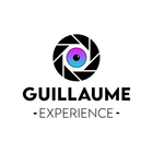 Logo : Objectif obturateur noir avec un iris dégradé, sur le texte « GUILLAUME - EXPERIENCE - ».