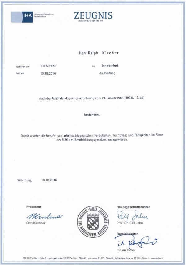 Ralph Kircher Haustechnik Zertifikat