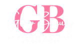 Logotipo rosa con las letras «G» y «B» superpuestas en una tipografía serif