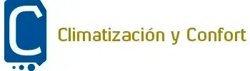 Un logotipo azul y blanco para climatización y confort.