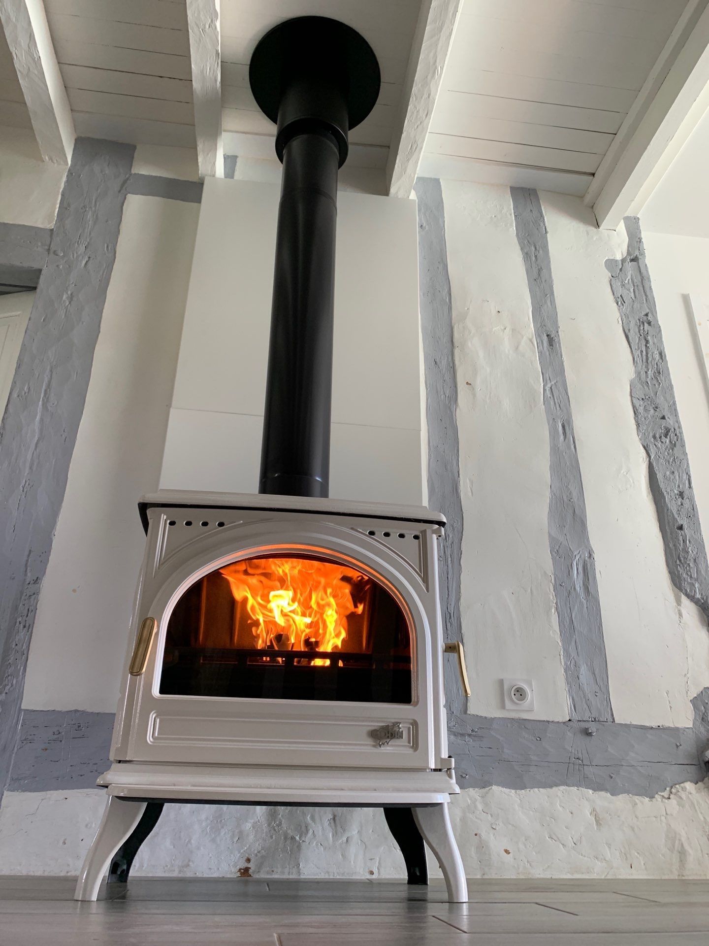 Poêle à bois allumé