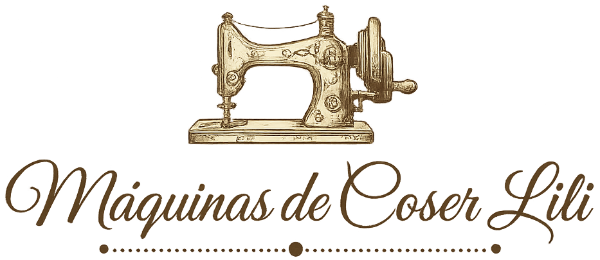 Logo de Máquinas de Coser Lili con máquina de coser vintage dorada y texto en cursiva