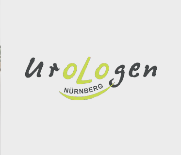Logo für Urologen Nürnberg, mit grünem „LO“ in „UROLOGEN“ und dem Stadtnamen.