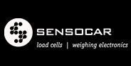 Un logotipo en blanco y negro para la electrónica de pesaje de celdas de carga Sensocar