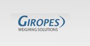 El logotipo de Giropes Weighing Solutions es azul y blanco sobre un fondo blanco.