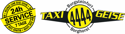 Ein gelb-schwarzes Logo für Taxi 444 Geise