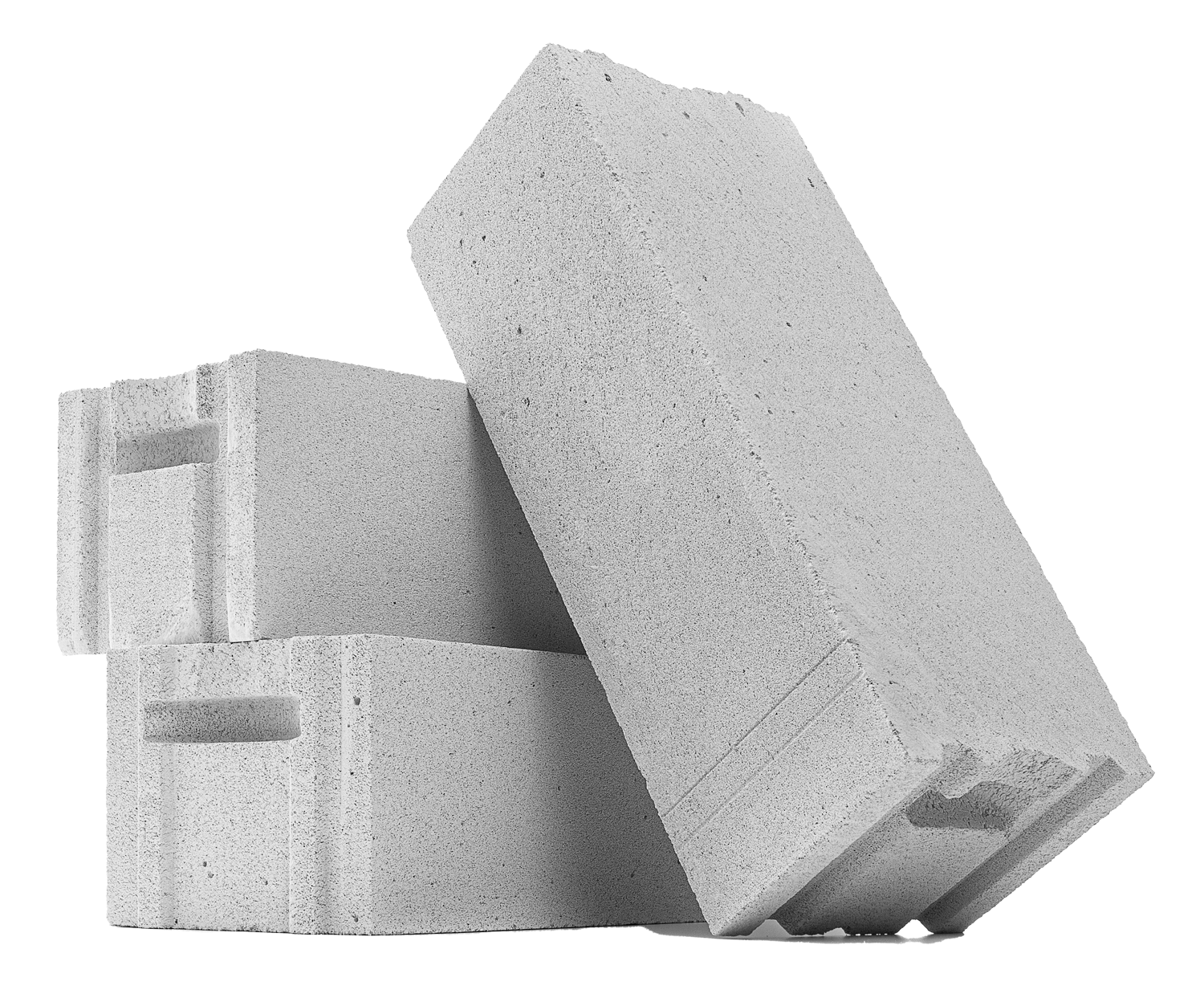 Trois parpaings en béton