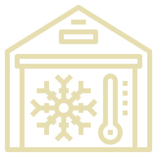 ein Gebäude mit einer Schneeflocke und einem Thermometer darauf  - Gardinen Breuß aus Elmshorn