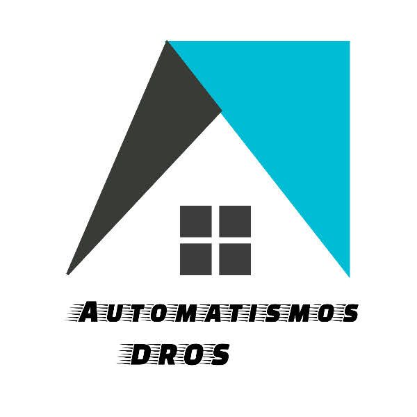 Logotipo con un tejado de casa estilizado en gris oscuro y cian,