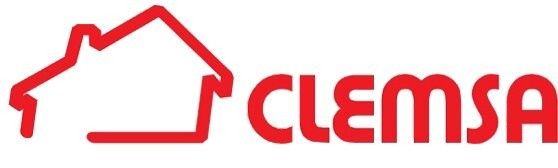 Un contorno rojo del icono de una casa junto a la palabra "CLEMSA" 