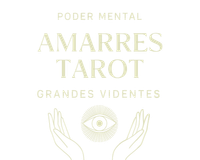 El texto dice "Poder Mental Amarres Tarot Grandes Videntes" sobre manos sosteniendo un símbolo de ojo.