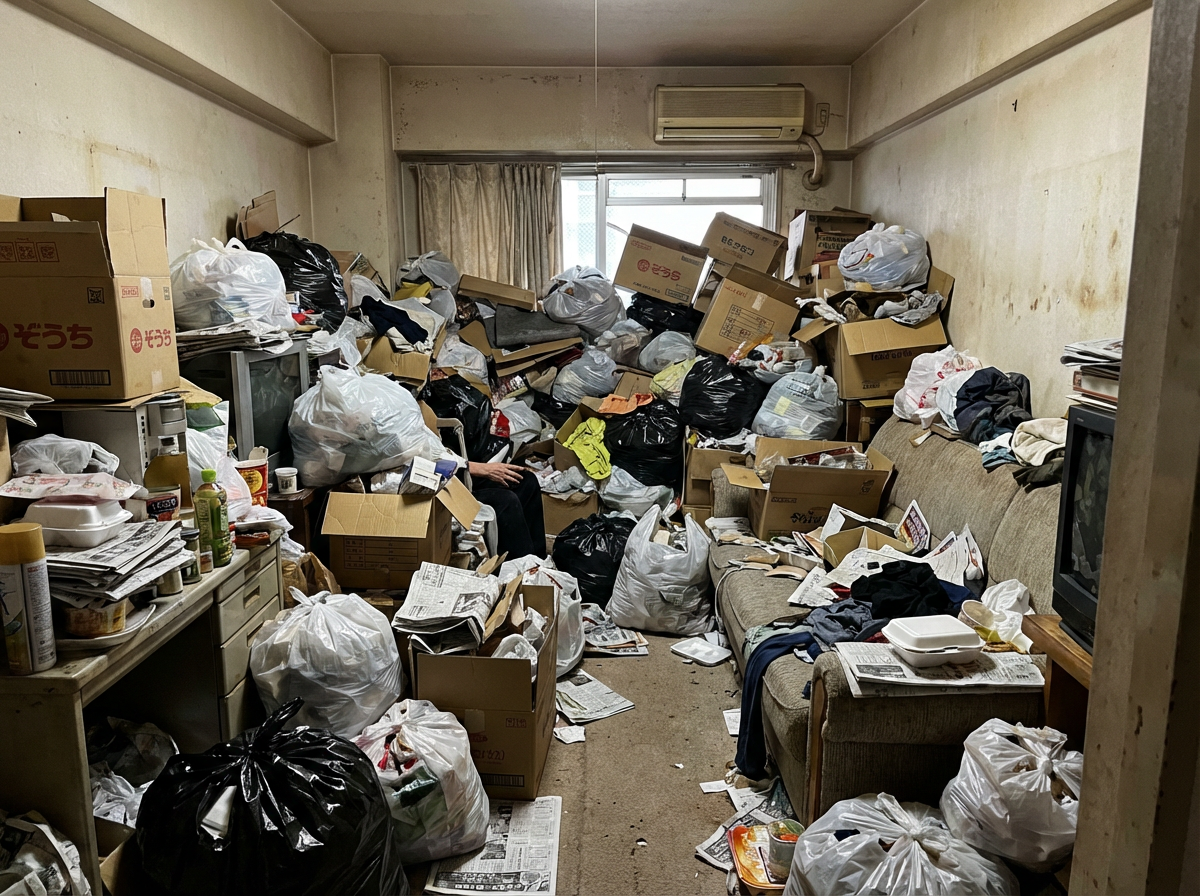 Ein Mann steht hinten in einem mit Pappkartons gefüllten Lieferwagen.