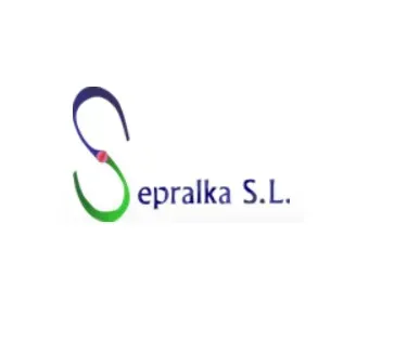 Un logotipo para Sepralka SL con una S verde sobre un fondo blanco.