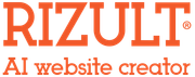 Rizult ai website creator logo in orange on a white background