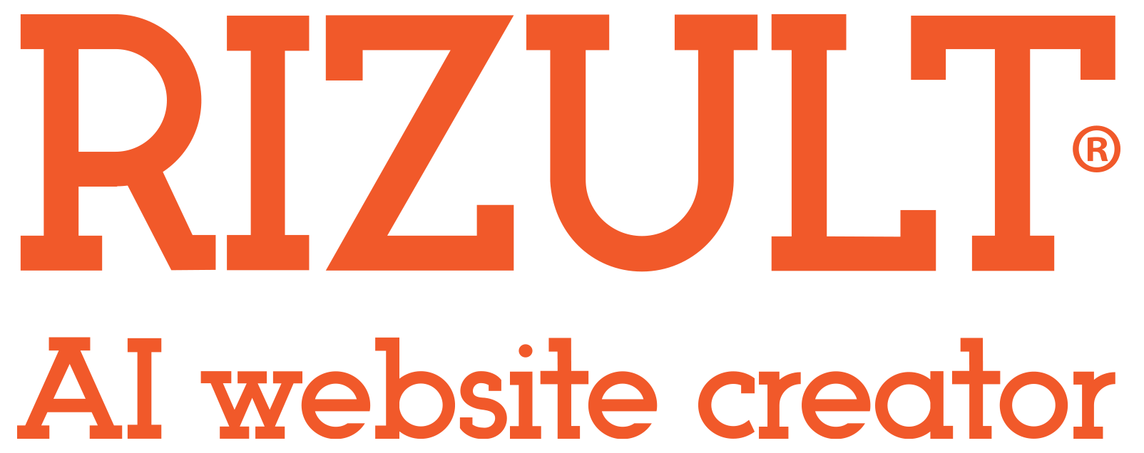 Rizult ai website creator logo in orange on a white background