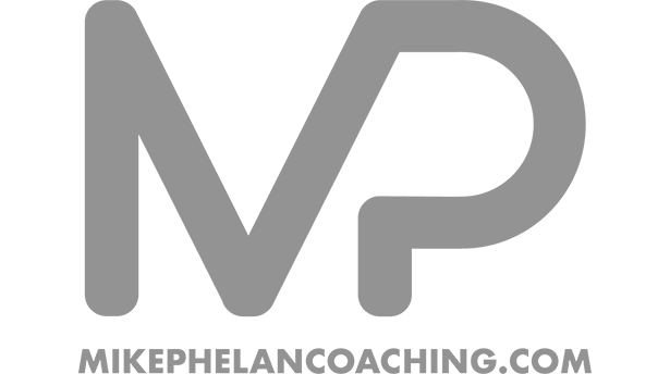 The logo for mikephelancoaching.com is a gray logo on a white background.