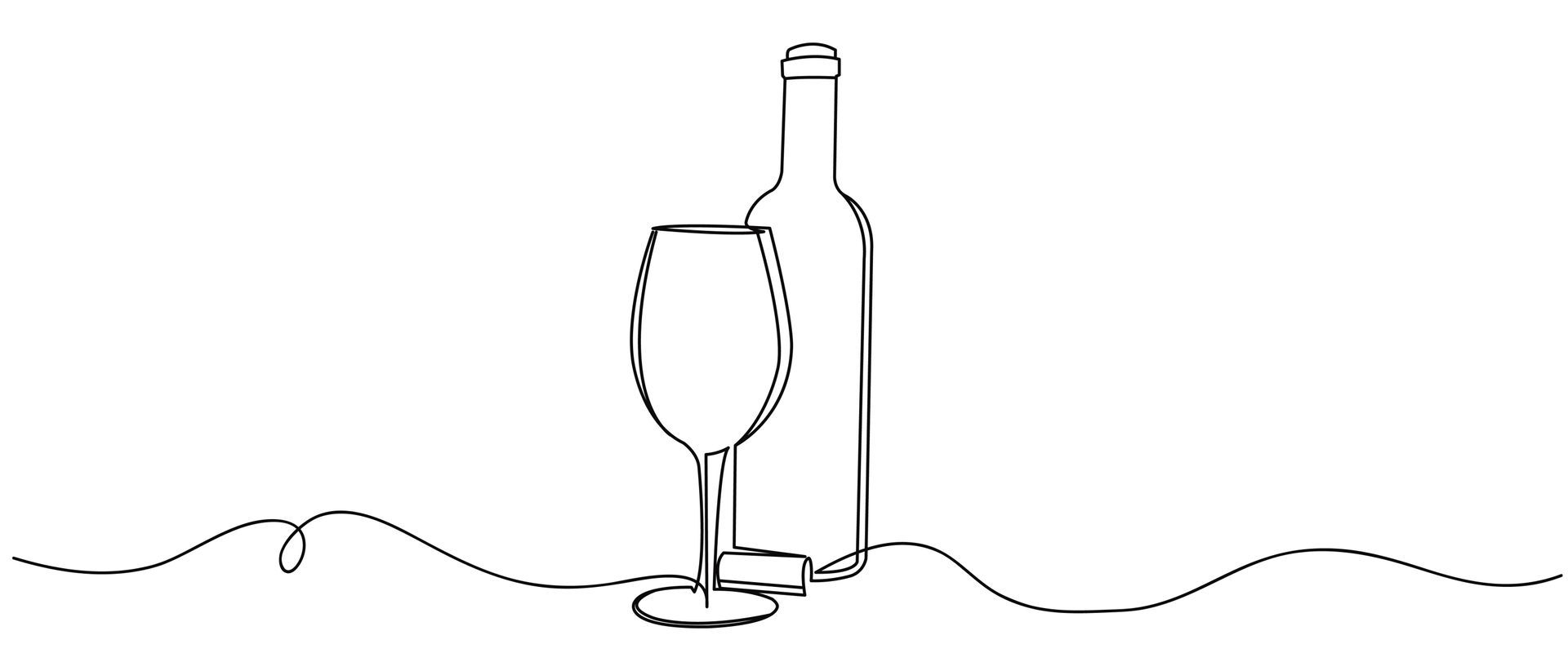 Bouteille, verre de vin et bouchon