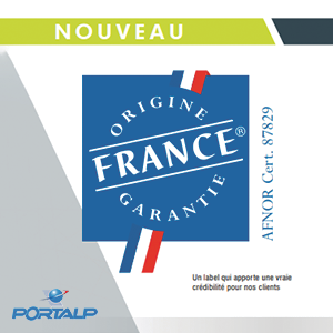 Étiquette « Origine France Garantie » en bleu, blanc et rouge avec le logo Portap et le texte de certification AFNOR.