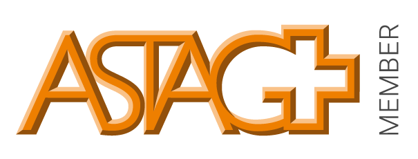 ASTAG+-Mitgliedslogo in Orange.