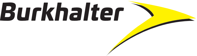 Burkhalter-Logo mit einem gelben, stilisierten Pfeil.