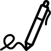 Ein Stift mit einer Schriftrolle darauf kostenloses Symbol