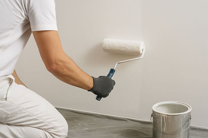 Un peintre devant un mur blanc